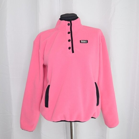 Roots Hot Pink Fleece Sherpa Pullover Sweater Sz XS - Picture 1 of 7